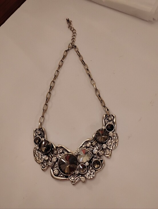 Jewelry - Statement Silver-Tone Crystal Bib Necklace - Women Jewelry